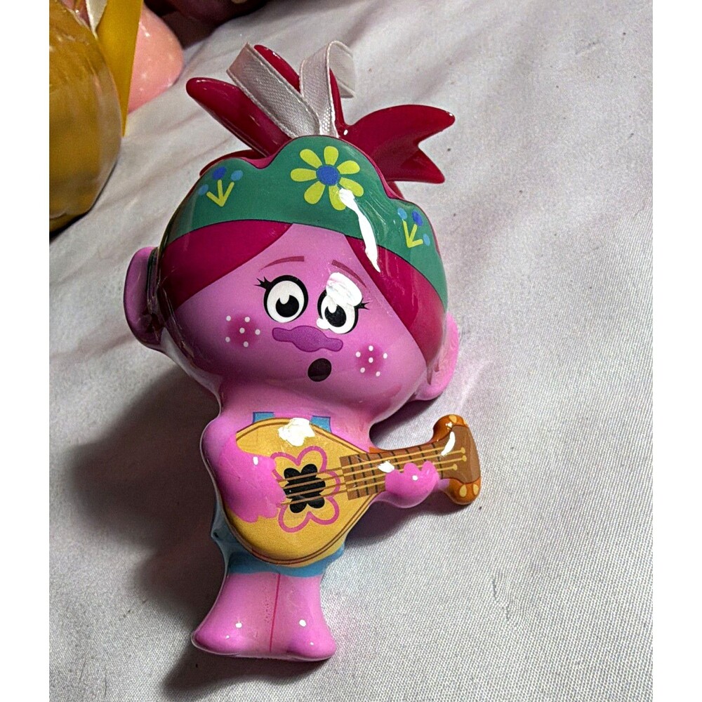 Multicolor Troll Doll Poppy w/Ukulele Hanging Christmas Ornament, plastic